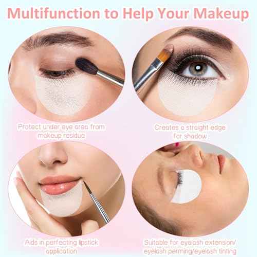 200Pcs Eyeshadow Shields, Lint Free Eyeshadow Stencil Gel Pads, Professional Eye Pads, Prevent Makeup Residue for Eyelash Extensions, Eyeliner, Lip and Tinting Makeup