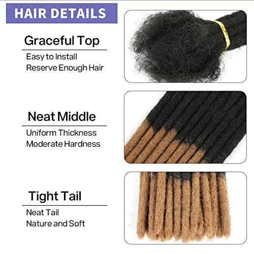 6-18 Inch Dreadlock Extensions Human Hair Fully Handmade Human Hair Dreadlock Extensions for Man/Women Locs Extensions Human Hair Can Be Dyed Bleached Curled… (16Inch-30Strands, 0.6CM Width-1B/30#)