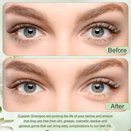 Lash Shampoo Kit-60ML Lash Cleaning Set with Rechargeable Eyelash Fan/Mascara/Resin Bottle, Oil-Free Cleansing Kit for Lash Washing/Extension/Home Salon Use