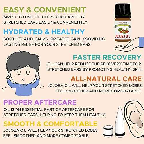 BodyJ4You 100% USDA Organic Jojoba Oil Piercing Aftercare - Stretched Ear Gauges Tragus Nose Septum Lip Navel - Natural Recovery Skin Moisturizer - Pure Unrefined Wax - 0.17 Fl Oz