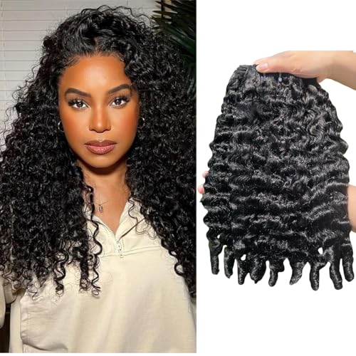 Burmese Curly Bundles Human Hair 14 16 18 Inch 12A Grade 100% Unprocessed Brazilian Virgin Hair Weave with Spriral End 3c4a Quick Weave Real Human Hair Extensions For Black Women Natural Black