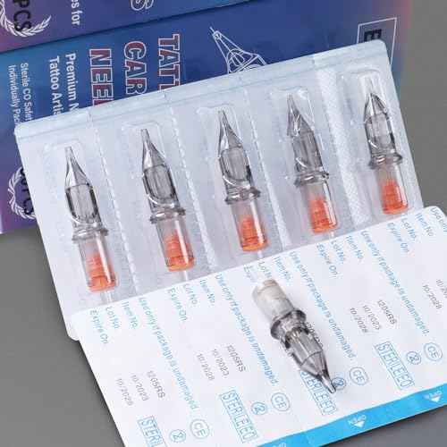 50PCS Assorted Tattoo Cartridges Needles,#12RL RS M1 Round Shader Mixed Size Tattoo Gun Cartridges Needles-5x(1RL 3RL 5RL 7RL 3RS 5RS 7RS 5M1 7M1 9M1) Disposable Tattoo Needles with Membrane