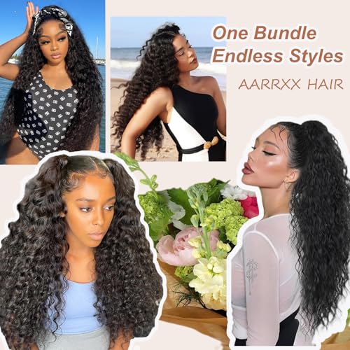12A Human Hair Bundles with Closure-Deep Wave Bundles 12 14 16+12 Inch 5x5 HD Lace Closure Wet and Wavy, Water Wave 100% Brazilian Virgin Deep Curly 3 Bundles Human Hair Quick Weave Bundles for Women