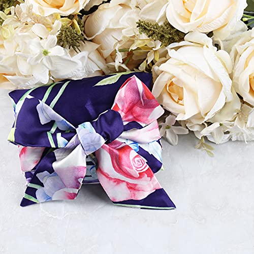 2pcs Extra Long Satin Bonnet Sleep Cap for Women, Double-Layer Silky Hair Bonnet for Braids/Dreadlocks/Curly/Long Hair with Tie Band (Green Flora & Purple Floral)