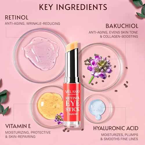 VELAMO ADVANCED Retinol Eye Balm Stick with Bakuchiol: Under Eye Cream for Dark Circles and Puffiness - Anti Aging Reduces Fine Lines Wrinkles Under Eye Bags in 4-8 Weeks 0.1 OZ/3g