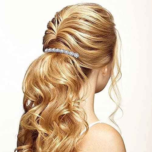 Geosar 4 Pieces Alloy Rhinestone Side Hair Combs Crystal Flower Clips Wedding Comb Bridal Jewelry Clips Combs French Hair Accessories for Women(Silver)