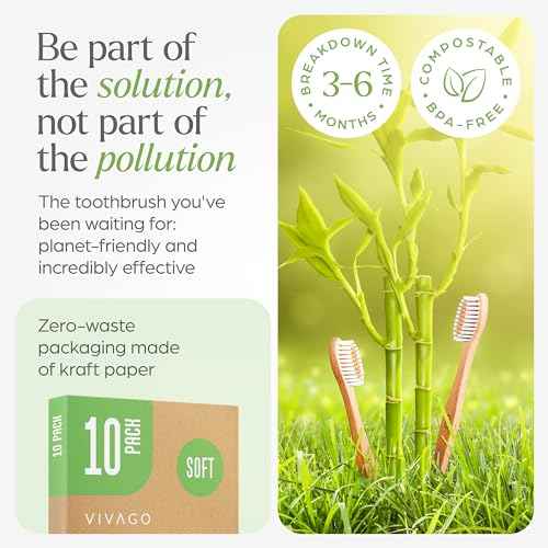Bamboo Toothbrushes 10 Pack - BPA Free Soft Bristles Toothbrushes, Eco-Friendly, Natural Wooden Toothbrush