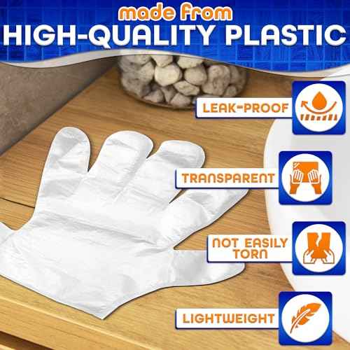 200 Pcs Paraffin Gloves for Hands - Lightweight, Disposable, Transparent, Leak-Proof, Universal Plastic Paraffin Wax Gloves for Hands - Soft, Easy to Use for Cooking, Eating, Cleaning, Hair Coloring