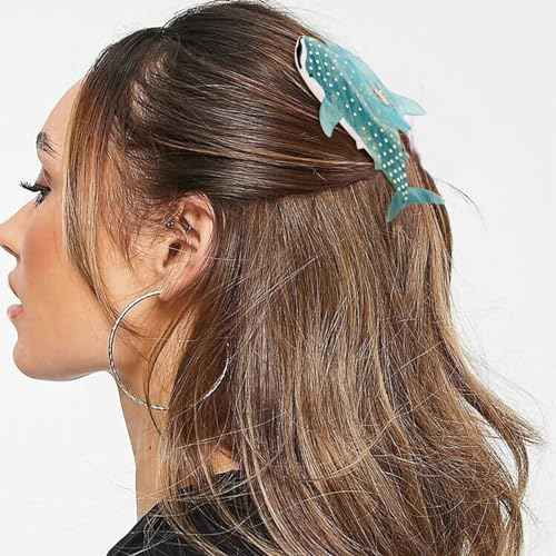 Whale Shark Hair Clips, Cute Ocean Sea Animal Hair Claw Clip for Women Girls, Acetate Nautical Marine Hair Accessories Gift