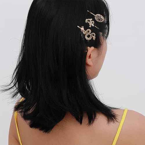 Dragon Pin Gold Dragon Hair Accessories for Girls and Women - Hair Barrettes, Bobby Pins, and Chinese Clip Barrette Hairpin Set of 3