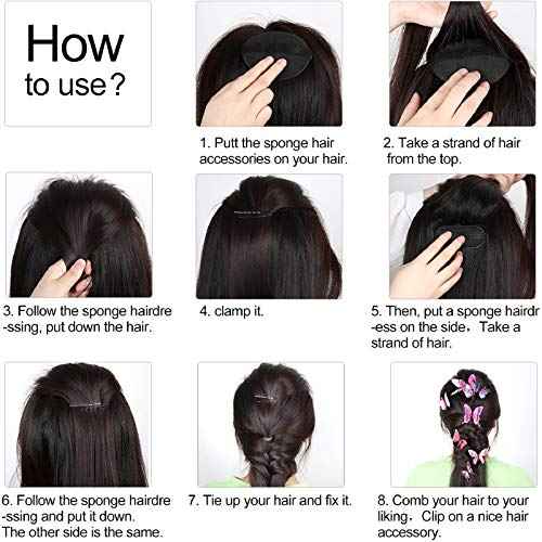 11 Pieces Hair Bump Sponge Volume Hair Bases Set Bump It Accessory for Volume Insert Styling Tools up Combs Clips Sponge Bun Updo Accessories for Women DIY Hairstyles(Black, Brown)