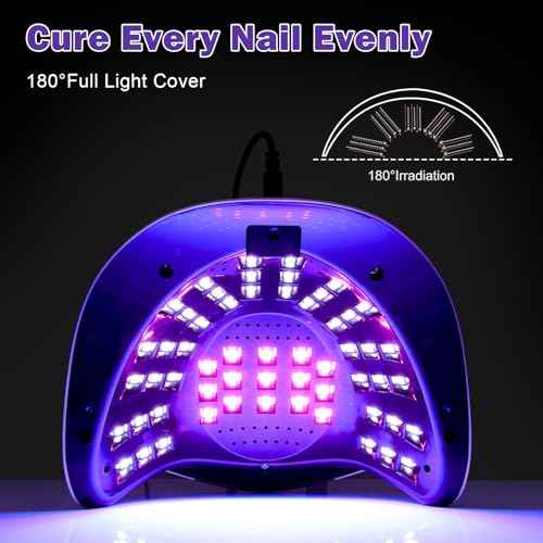 268W UV LED Light Lamp Nail Dryer for Gel Polish with 57 pcs Dual Light Beads 4 Timer Setting and Automatic Sensor (White)