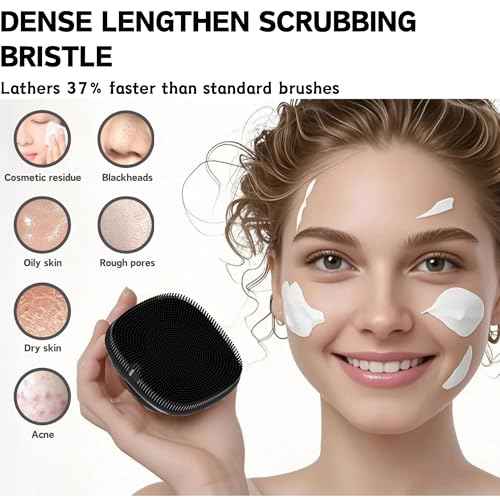 Face Scrubber, Gentle Pore Scrubber Silicone Face Exfoliating Scrubber, Face Wash Brush Manual Waterproof Cleansing Skin Care Face Scrub Wash Brushes for Men and Women