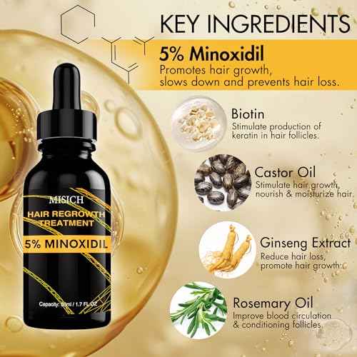 5% Minoxidil for Men and Women, Biotin Hair Growth Serum Oil, Natural Hair Loss Regrowth Treatment for Thicker, Fuller Hair 50ml