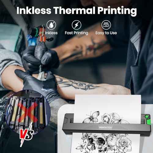 2026 New Tattoo Stencil Printer Machine,Thermal Portable Wireless Bluetooth Printer,for Tattoo Artists&Beginners,with Transfer Paper and Thermal Paper,Compatible with Phone&PC
