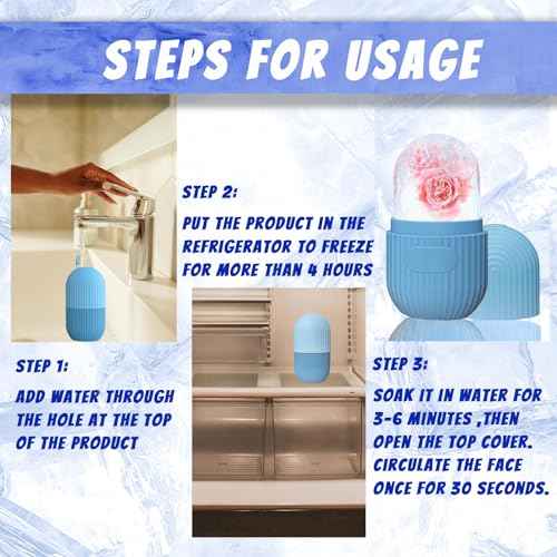 Ice Face Roller, Reusable Silicone Mold Face Massage Eye Facial Beauty Skin Care Tools Apply Ice for Shrink Pores Anti Wrinkle Reduce Puffiness Improve Skin Elasticity, Striped