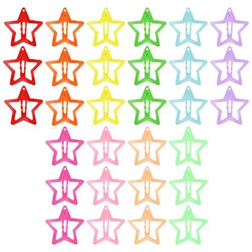 30 Pcs Star Clips Hair For Girls Non-Slip Hair Clips Star Hair Accessories Hairpins Cute Colorful Snap Clips Lovely Metal Hair Barrettes Kawaii Hair Clips For Girls Kids Toddlers Women (paint)