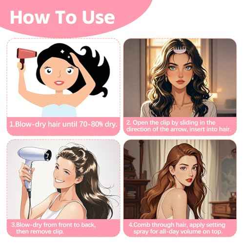 2PCS Volumizing Hair Clips for Women, Hair Volume Clip Styling Tools Volumizing Comb for Fluffy Bangs Clips for Root Lift, Root Booster Clips, Pink