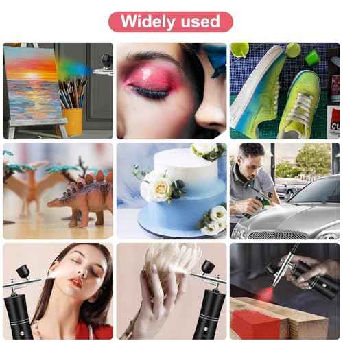 Jadeshay Airbrush Kit with Compressor, Portable Rechargeable Versatile Spray Gun with 0.4mm Nozzle for Tattoo, Nail Art, Cake Decoration (Pink)