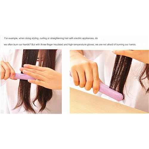 3 Finger Barber Glove Heat Resistant Gloves for Hair Styling 1 Pcs Curling Wand Glove Reusable Hair Dye Glove(black,M)