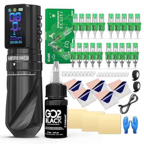 Wormhole Tattoo Gun Kit Wireless Tattoo Kit with 7 Adjustable Stroke 2,300mAh Power Tattoo Machine with Normal/Jump-Start/Dot Working Mode with LED Digital Display Professional Xtreme Tattoo Kit
