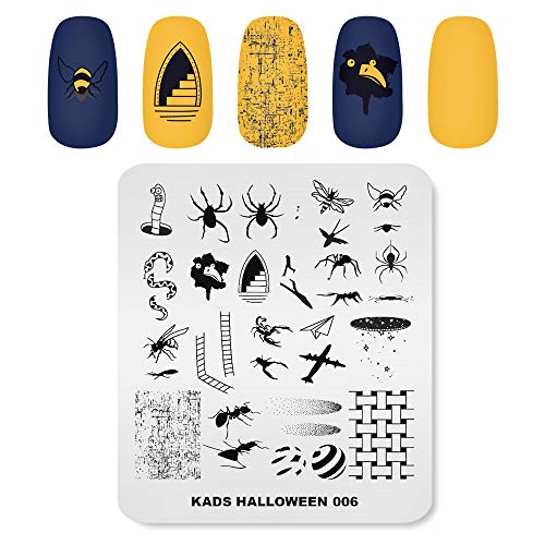 KADS 3Pcs Nail Stamping Plates Set Nails Art Stamp Templates Halloween Horror Themed Skull Bat Witch Spider(Halloween 2)