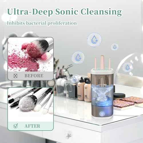 Electric Makeup Brush Cleaner Machine, Ultimate Efficient Automatic Cleaner for All Types of Makeup Brushes- Black