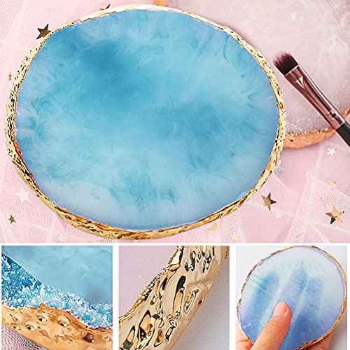 2 Pieces Resin Nail Art Palette, Nail Art Painting Gel Palette Gold Edge Color Makeup Display Board Nail Art Display Cosmetic Mixing Tools