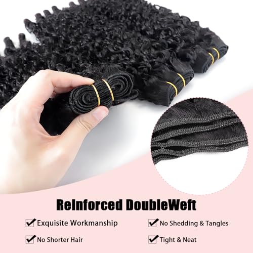 Burmese Curly Bundles Human Hair 16 18 20 Inches 3C4A Water Wave Quick Weave with Spiral Curly End 100% Unprocessed Kinky Curly Human Bundles in Hair Extensions Natural Black