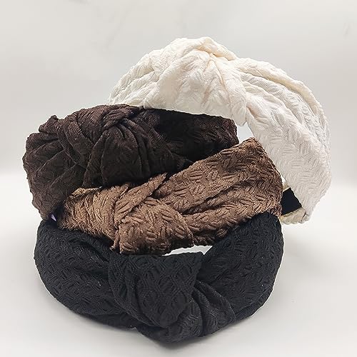 Knotted Headbands for Women, Non Slip Wide Head Band Fashion Head Bands Brown Headband Hair Accessories for Women Girl