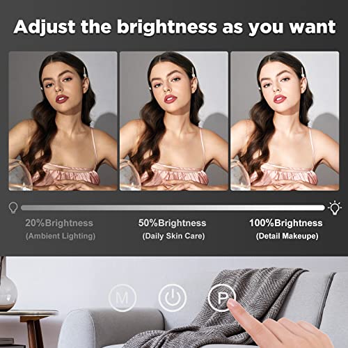 Hollywood Vanity Mirror with Lights, 15 Bulbs 23 x 18 Inch Makeup Mirror with USB Charging and 10x Magnification, Touchscreen 3 Lighting Modes