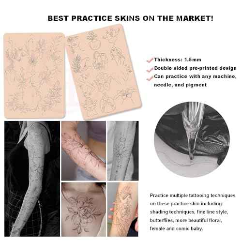 1pc Premium Silicone Tattoo Training Pad Double Side Pre-Printed Pink Tiny Tattoo Practice Skin for Body Art Tattoo Training