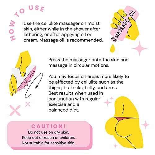 Scala Silicone Anti Cellulite Massager, Body Shower Scrubber, Cellulite Remover - Improve Circulation, Distribute Fat Deposits, Body Massager, Exfoliator, Fat Roller Use with Creams and Oils - Pink