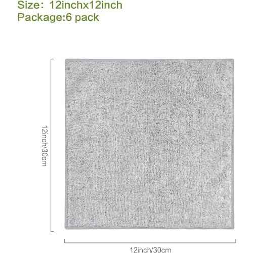 SINLAND Microfiber Face Towels Ultra Soft Facial Washcloths Face Cloth for Bath 12Inch x 12Inch 6 Pack Grey