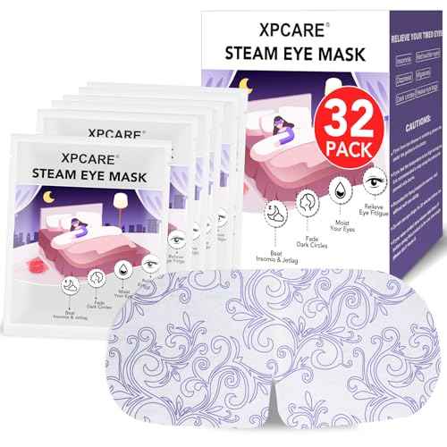 XPCARE 32 Pack Steam Eye Masks for Dry Eyes, SPA Warm Sleep Eye Mask, Disposable Heated Eye Mask for Dark Circles, Puffy Eyes, Relief Stress Eye Fatigue(Unscented)