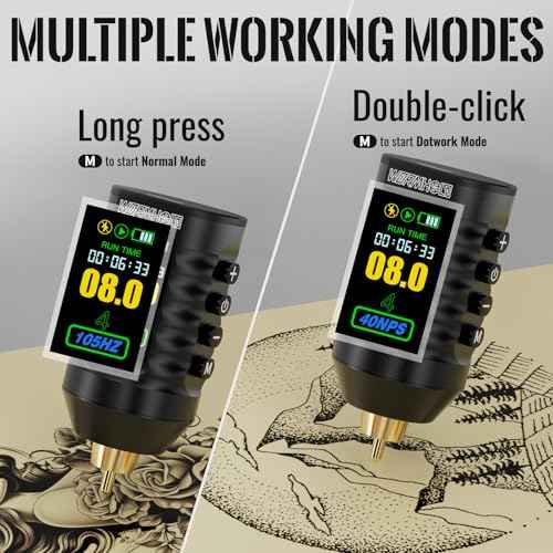Wormhole Wireless Tattoo Power Supply Rechargeable Cordless Tattoo Battery Pack 1800mAh Portable Tattoo Battery RCA Lithium Battery with LED Digital Display For Tattoo Pen Rotary Tattoo Machine WB14-A