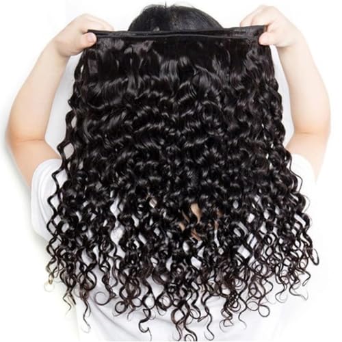 Water wave bundles 12A 100% Unprocessed Deep human hair bundles with Hair Extensions Natur weave Curly human hair natural blcak color for women (Natural Black, Water 20 22 24 inch 100g/bundle)