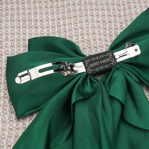 6PCS Hair Bows for Women Big Bow Hair Clips Silky Satin Long Tail Hair Bows Cute Hair Ribbon Coquette Bows Hair Accessories(Black Red Sapphire Blue blackish Green Dark Blue Coffee)