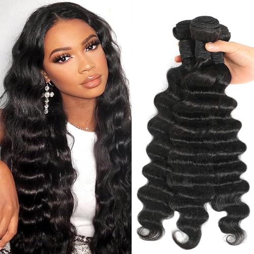 Loose Deep Wave Bundle 3 Bundles Human Hair 18 20 22 Inch 12A Grade 100% Brazilian Human Hair 3 Bundles Double Weft For Black Women Natural Color