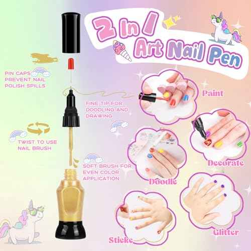 Kids Nail Polish Set for Girls, 28Pcs Nail Art Kit with Nail Dryer, Non-Toxic Peel-Off Water-Based Nail Polish Christmas Birthday Gifts Toddlers Kids Girls Toys Ages 8 9 10+