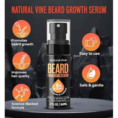 5% Minoxidil Beard Growth Oil for Men: Minoxidil for Men Beard Hair Regrowth Serum with Biotin and Caffeine - Unleash Your Wildness with Stronger Thicker Fuller Beard 2 FL OZ/60mL