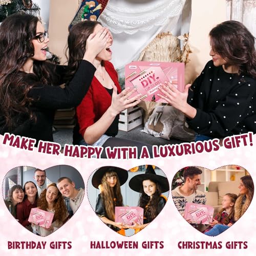 JCOOS Diy Lip Gloss Kit, Lip Gloss Making Kit, LipGloss Making Kit Make Your Own Lip Gloss Making Supplies, Shimmery LipGloss Base, Empty Tubes, Jojoba Oil, Women Teen Girl Gifts Trendy Stuff