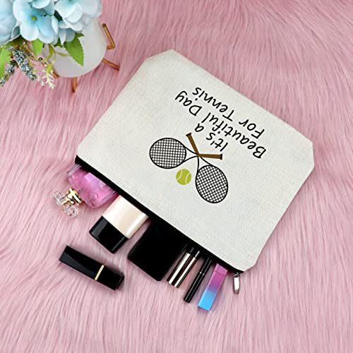 Tennis Lovers Gifts Makeup Bag Inspirational Gifts for Tennis Girl Player Cosmetic Bag Team Presents for Her Funny Birthday Christmas Graduation Presents for Daughter Niece Travel Cosmetic Pouch