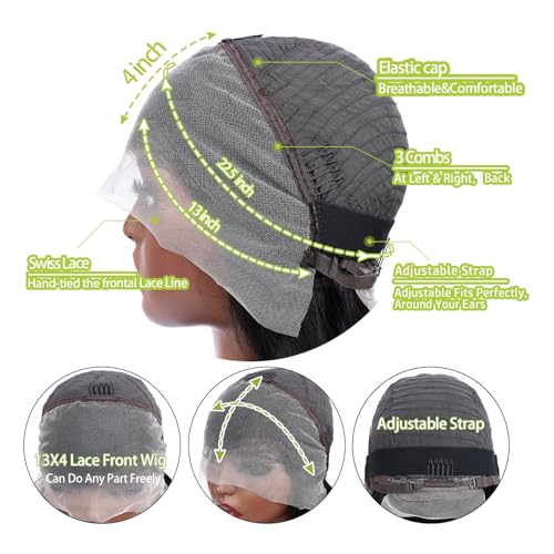 Water Wave Lace Front Wigs Human Hair Pre Plucked 200% Density Deep Curly Wet and Wavy Human Hair Deep Wave13x4 Hd Lace Frontal Wigs for Black Women Glueless Wig 18 INCH Natural Black