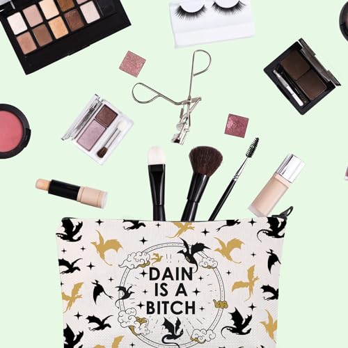 FW Merch Bag FW Inspired Gift Romantasy Fantasy Bookish Gift Dragon Rider Makeup Bag Dain Is A B*tch Cosmetic Bag (DAIN)