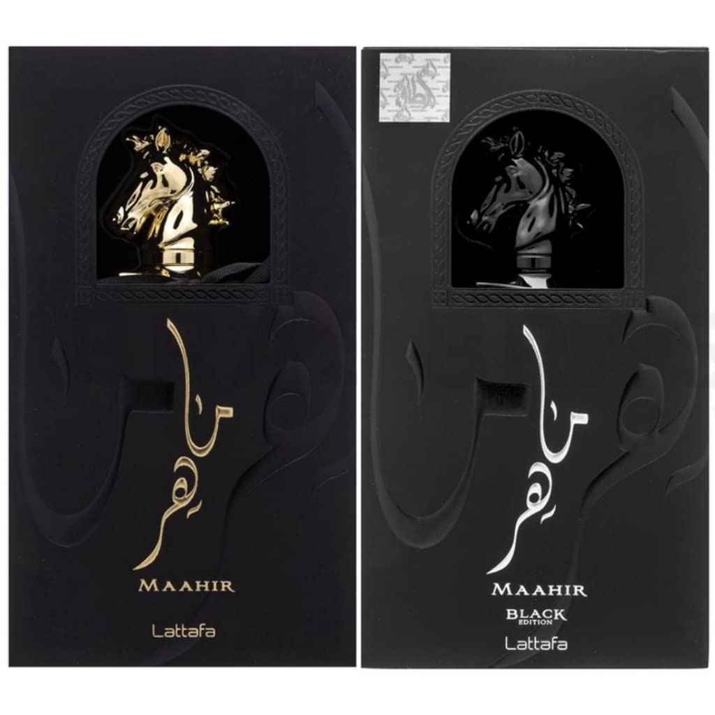 Lattafa Perfumes Xtra Value Pack - Maahir & Maahir Black Edition EDP - Eau de Parfum 100ML (3.4 oz) I