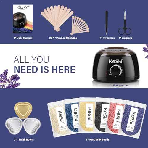 KeShi Waxing Kit, Painless Hair Removal Wax Warmer with 6 Bags Hard WaxBeans for Full Body, Legs, Face, Eyebrows & Bikini? Ideal for Both Women & Men