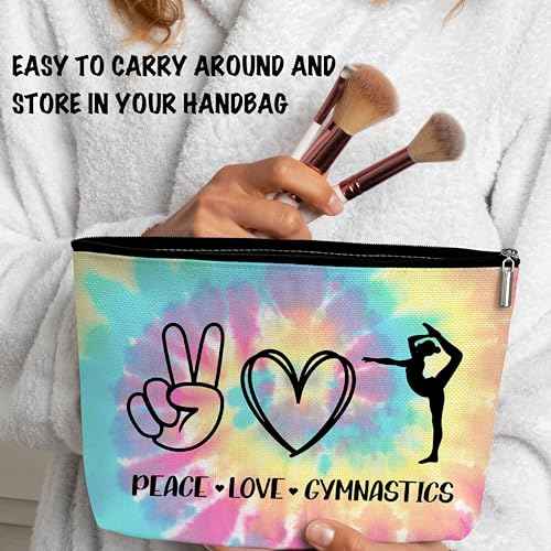 ONDTOM Peace Love Gymnastics Makeup Bags for Teens, Girls Gymnastics Gifts for Players Kids Friends, Gymnastics Stuff Accessories-B53