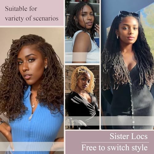 Originea 8-18 Inch 0.1 and 0.2 0.4 Thickness Curly Tips Interlocked sister Locs 100% Real Human Hair Micro loc Extensions Permanent Dreadlock Extensions (1B# 0.2cm, 10 Inch 70 Strands)
