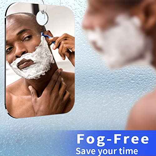 Shatterproof Shower Mirror Fogless for Shaving(2 Pack,Larger 10.7x8 inch) 43% Than Original,Unbreakable Deluxe Plexiglass Makeup Mirror,Largest Bathroom Wall Hanging,Portable Handheld Camping,Silver